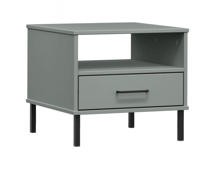 Sonata H Нощна масичка с метални крака сив бор масив OSLO