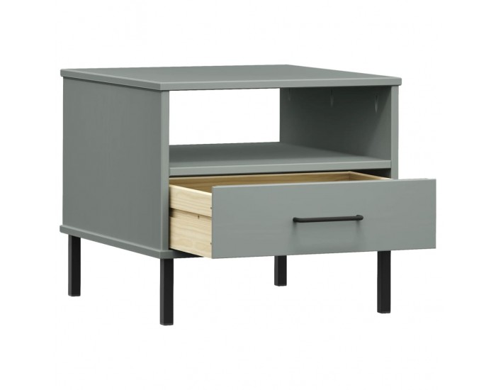 Sonata H Нощна масичка с метални крака сив бор масив OSLO