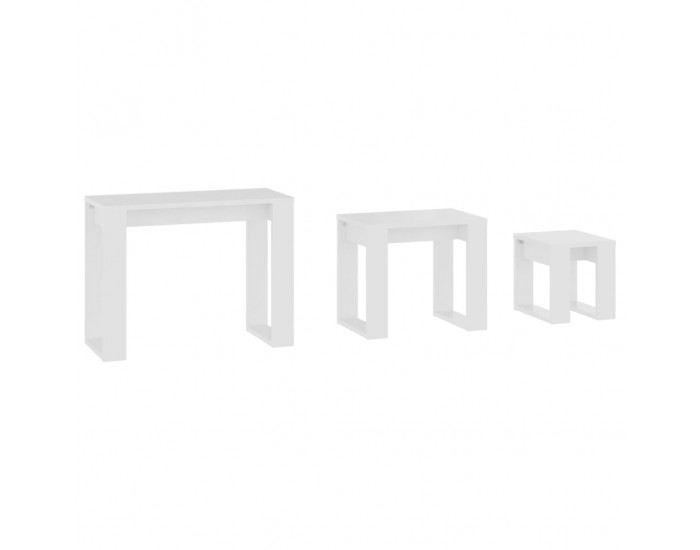 Sonata H Стифиращи маси, 3 бр, бели, инженерно дърво