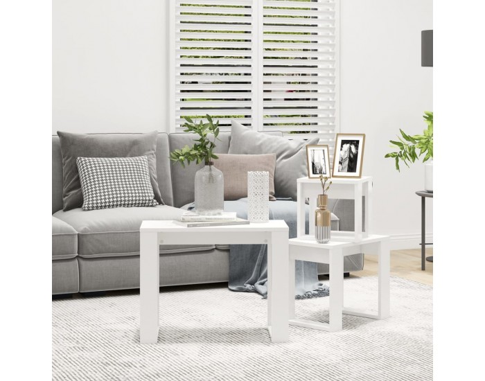 Sonata H Стифиращи маси, 3 бр, бели, инженерно дърво