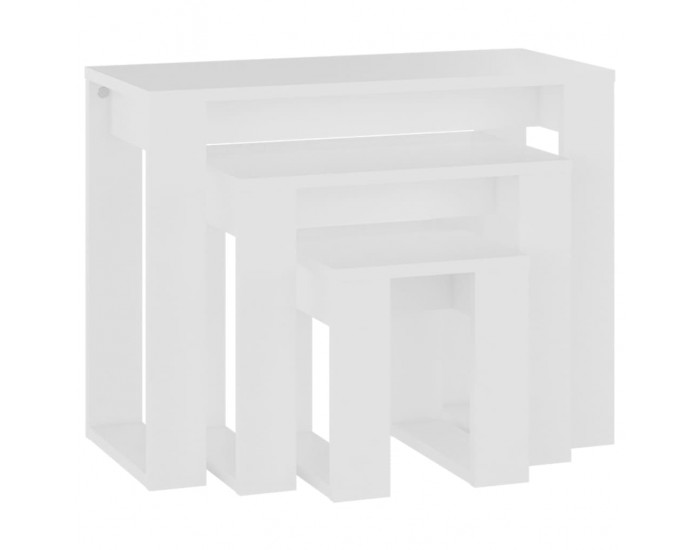 Sonata H Стифиращи маси, 3 бр, бели, инженерно дърво