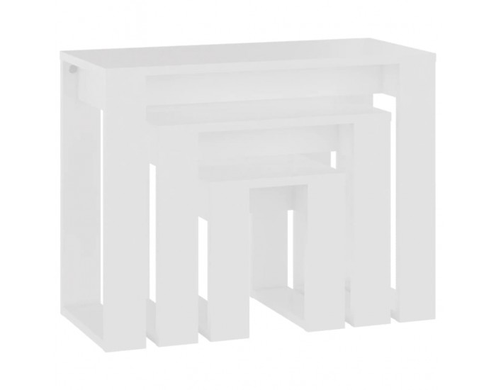 Sonata H Стифиращи маси, 3 бр, бели, инженерно дърво