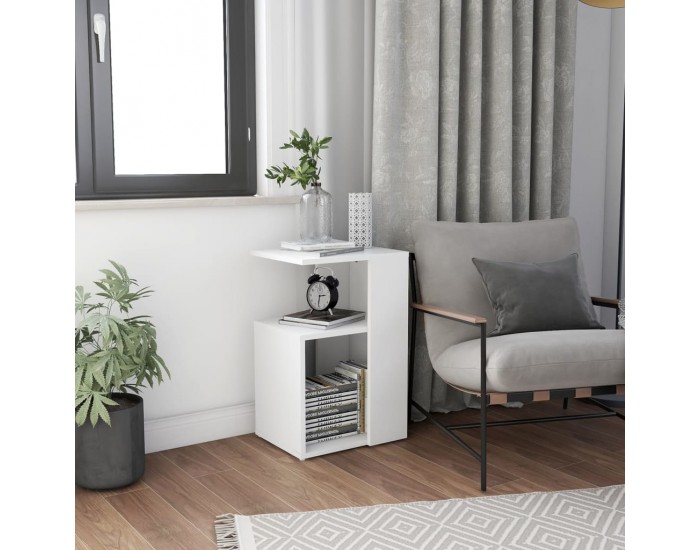 Sonata H Странична маса, бяла, 36x30x56 см, инженерно дърво