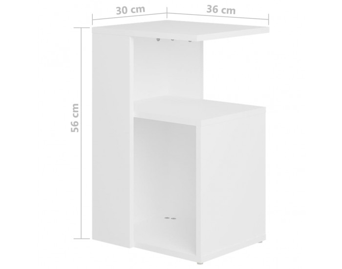 Sonata H Странична маса, бяла, 36x30x56 см, инженерно дърво