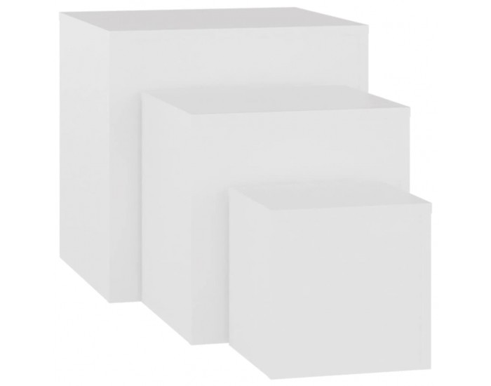 Sonata H Странични маси, 3 бр, бели, инженерно дърво