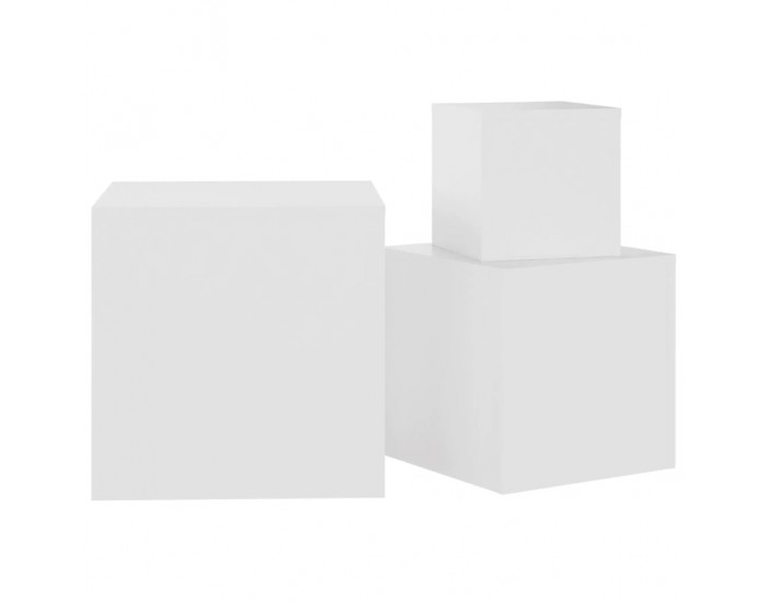 Sonata H Странични маси, 3 бр, бели, инженерно дърво