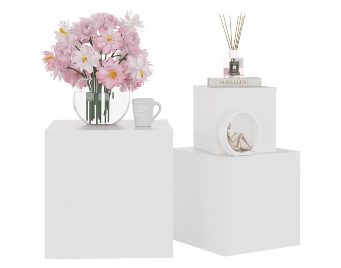 Sonata H Странични маси, 3 бр, бели, инженерно дърво