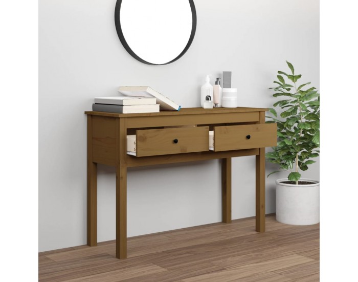 Sonata H Конзолна маса, меденокафява, 100x35x75 см, борово дърво масив