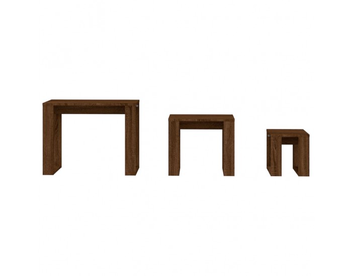 Sonata H Стифиращи маси, 3 бр, кафяв дъб, инженерно дърво