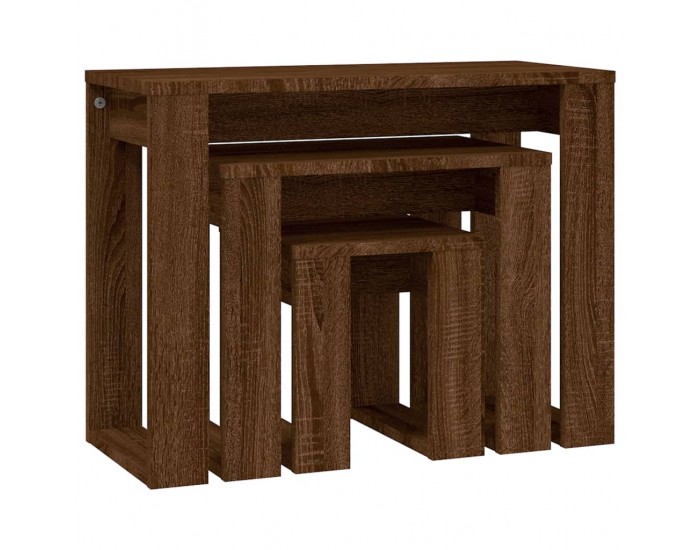 Sonata H Стифиращи маси, 3 бр, кафяв дъб, инженерно дърво