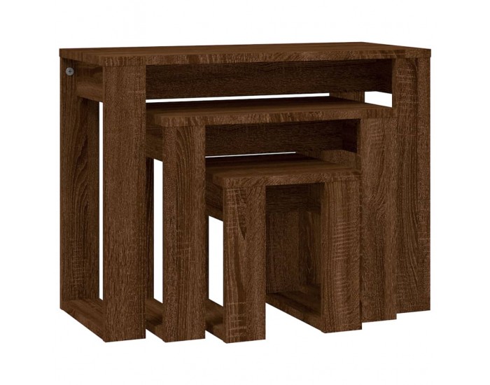 Sonata H Стифиращи маси, 3 бр, кафяв дъб, инженерно дърво