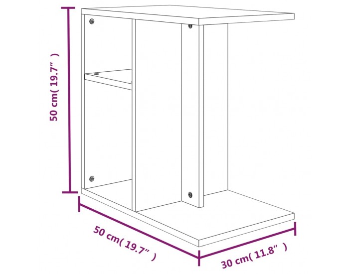 Sonata H Странична маса, cив сонома, 50x30x50 см, инженерно дърво