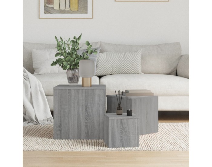 Sonata H Странични маси, 3 бр, сив сонома, инженерно дърво