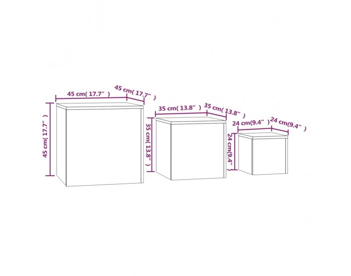 Sonata H Странични маси, 3 бр, сив сонома, инженерно дърво