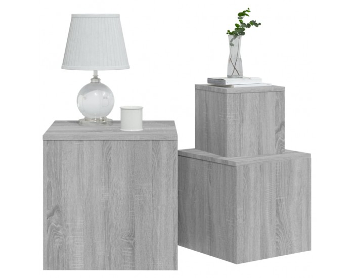 Sonata H Странични маси, 3 бр, сив сонома, инженерно дърво