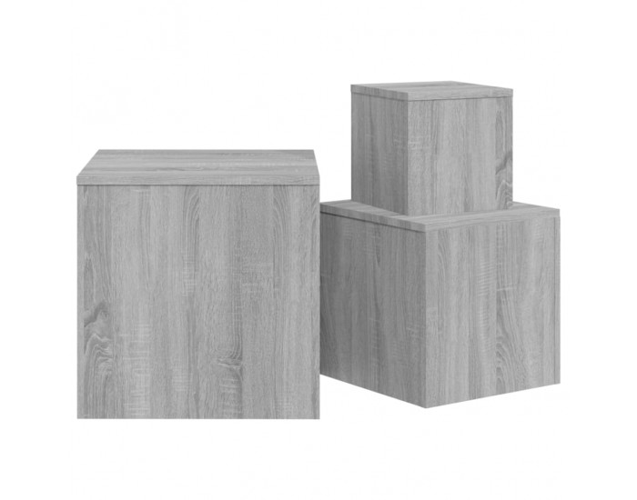 Sonata H Странични маси, 3 бр, сив сонома, инженерно дърво