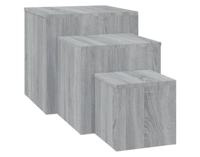 Sonata H Странични маси, 3 бр, сив сонома, инженерно дърво