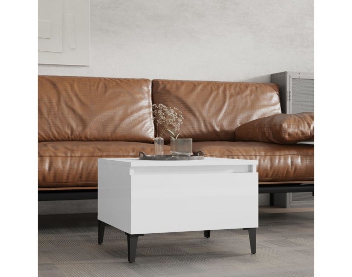 Sonata H Странична маса, бял гланц, 50x46x35 см, инженерно дърво