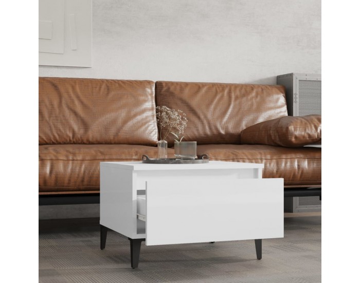 Sonata H Странична маса, бял гланц, 50x46x35 см, инженерно дърво