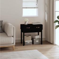 Sonata H Конзолна маса черна 76,5x40x75 см борово дърво масив - Холни маси