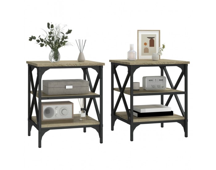 Sonata H Странични маси, 2 бр, Дъб сонома, 40x42x50 см, инженерно дърво