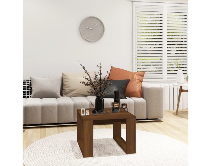 Sonata H Странична маса, кафяв дъб, 50x50x35 см, инженерно дърво