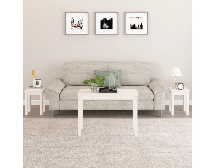 Sonata H Стифиращи маси, 3 бр, бели, бор масив