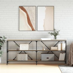 Sonata H Конзолна маса дъб сонома 180x30x75 см инженерно дърво и желязо - Холни маси