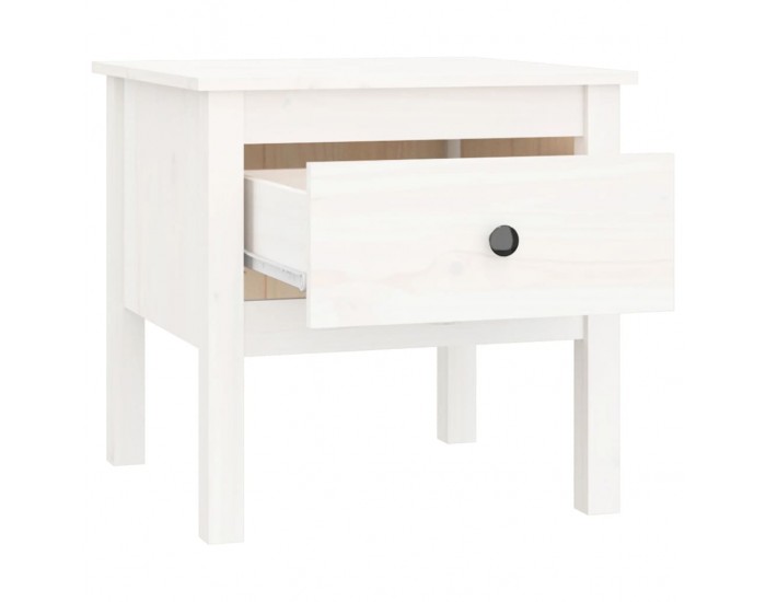 Sonata H Странична масичка, бяла, 50x50x49 см, борово дърво масив