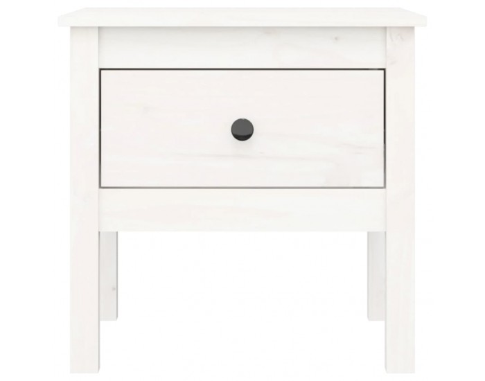 Sonata H Странична масичка, бяла, 50x50x49 см, борово дърво масив