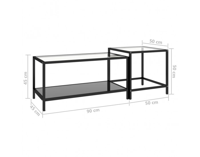 Sonata H Масички за чай, 2 бр, закалено стъкло, черни