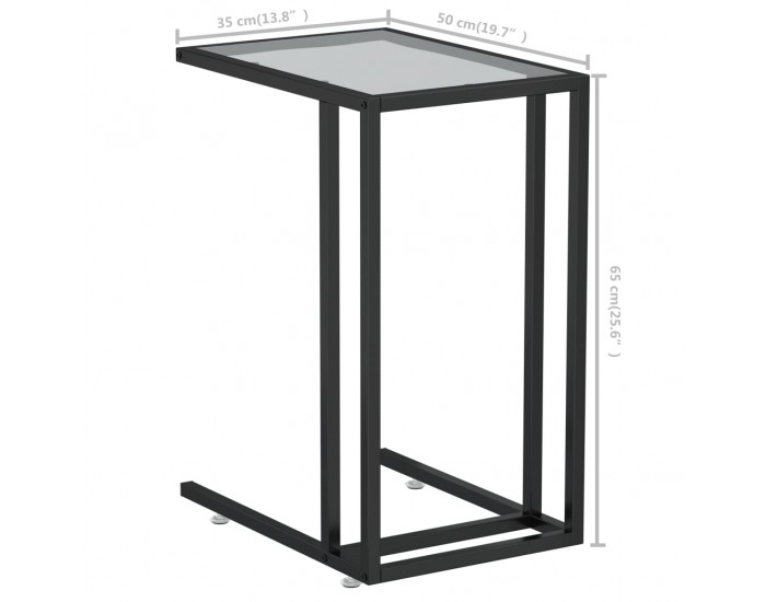 Sonata H Странична маса за компютър прозрачна 50x35x65см закалено стъкло