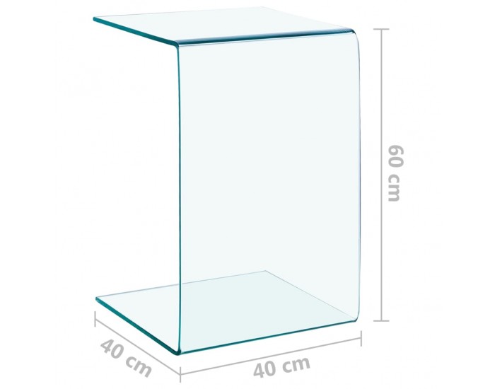 Sonata H Странична маса, черна, 40x40x60 см, закалено стъкло