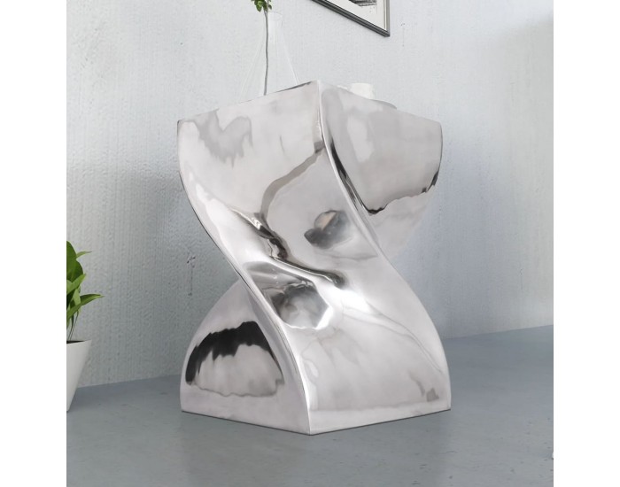 Sonata H, Табуретка/странична масичка, извита форма, алуминий, сребриста