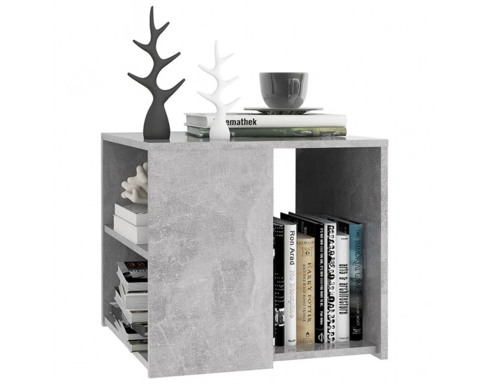 Sonata H Странична маса, бетонно сива, 50x50x45 см, инженерно дърво