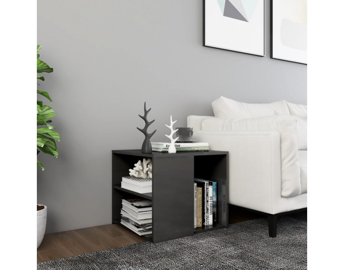 Sonata H Странична маса, сив гланц, 50x50x45 см, инженерно дърво