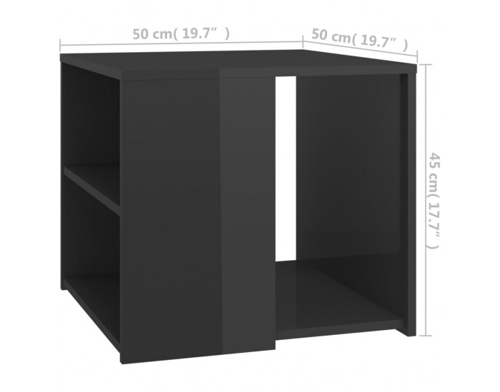 Sonata H Странична маса, сив гланц, 50x50x45 см, инженерно дърво