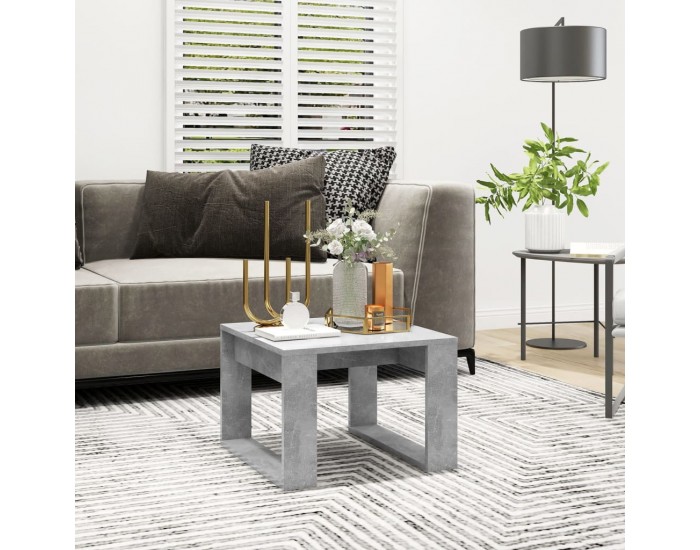 Sonata H Странична маса, бетонно сива, 50x50x35 см, инженерно дърво