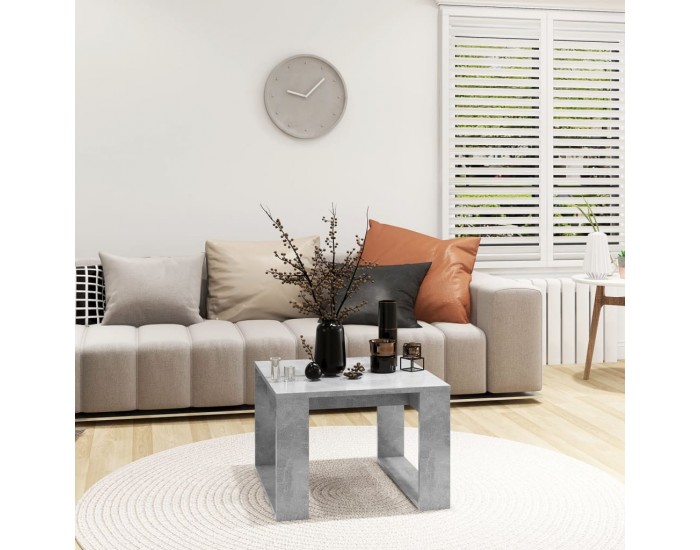 Sonata H Странична маса, бетонно сива, 50x50x35 см, инженерно дърво