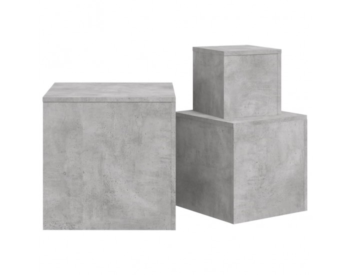 Sonata H Странични маси, 3 бр, бетонно сиви, инженерно дърво