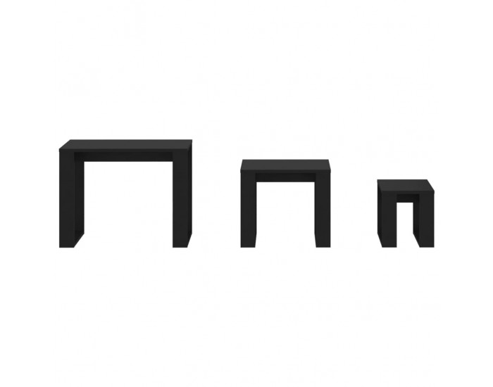Sonata H Стифиращи маси, 3 бр, черни, инженерно дърво