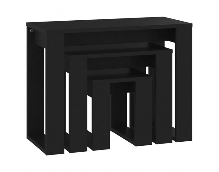 Sonata H Стифиращи маси, 3 бр, черни, инженерно дърво