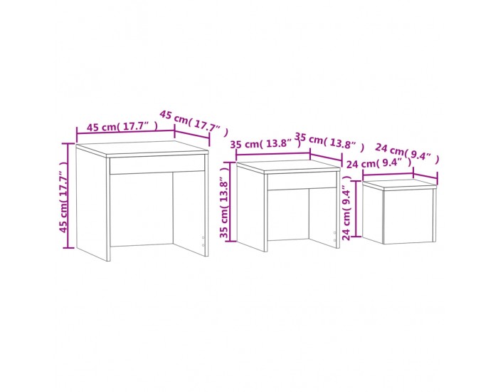 Sonata H Стифиращи маси, 3 бр, бели, инженерно дърво