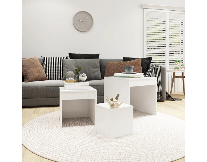 Sonata H Стифиращи маси, 3 бр, бели, инженерно дърво