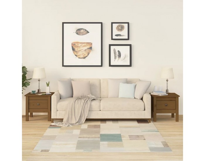 Sonata H Странични масички 2 бр меденокафяви 40x40x39 см бор масив