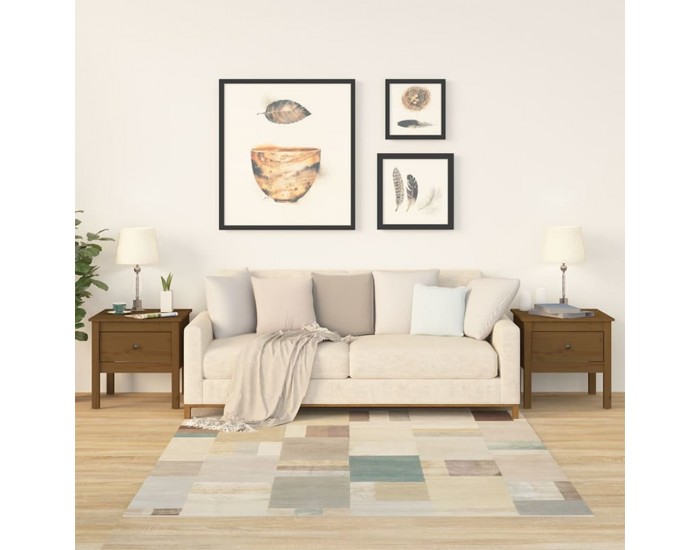 Sonata H Странични масички 2 бр меденокафяви 50x50x49 см бор масив