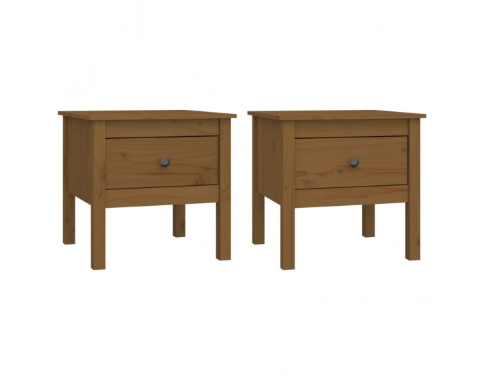 Sonata H Странични масички 2 бр меденокафяви 50x50x49 см бор масив