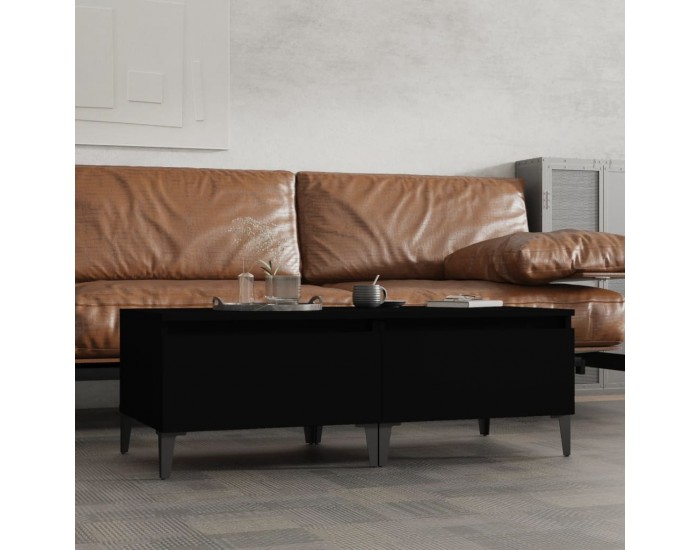 Sonata H Странични маси, 2 бр, черни, 50x46x35 см, инженерно дърво