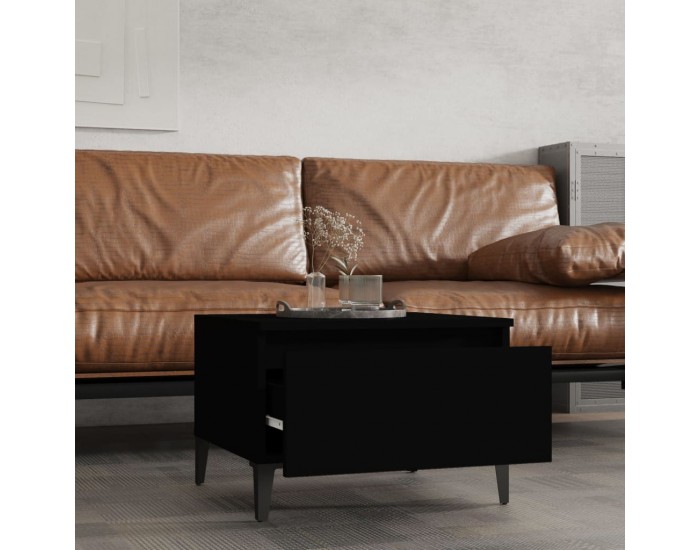 Sonata H Странични маси, 2 бр, черни, 50x46x35 см, инженерно дърво