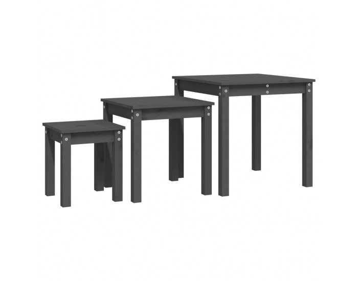 Sonata H Стифиращи маси, 3 бр, сиви, бор масив